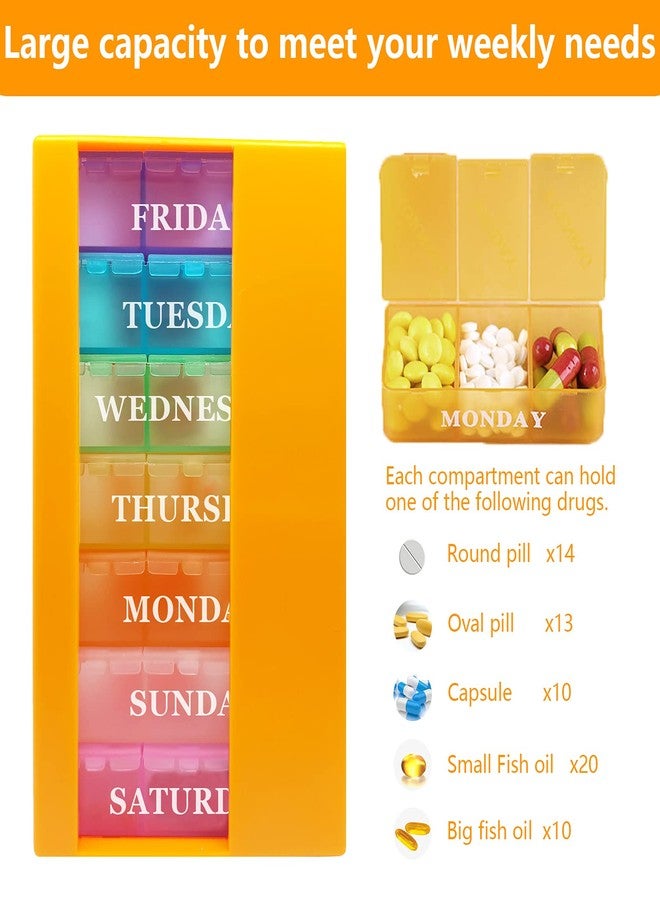 INVODA Pill Box 3 Times a Day Daily Pocket Pill Container Portable Travel Weekly Pill Organizer Stackable Pill Case for Vitamin, Fish Oils, Medication, Supplement - Image 2